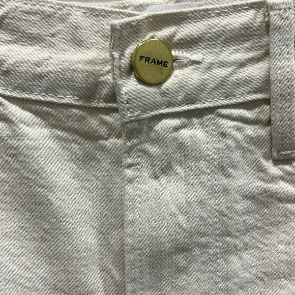 Frame Le Brigette Denim Shorts Cotton Linen Blend in Au Natural Sz 27 - Picture 6 of 11